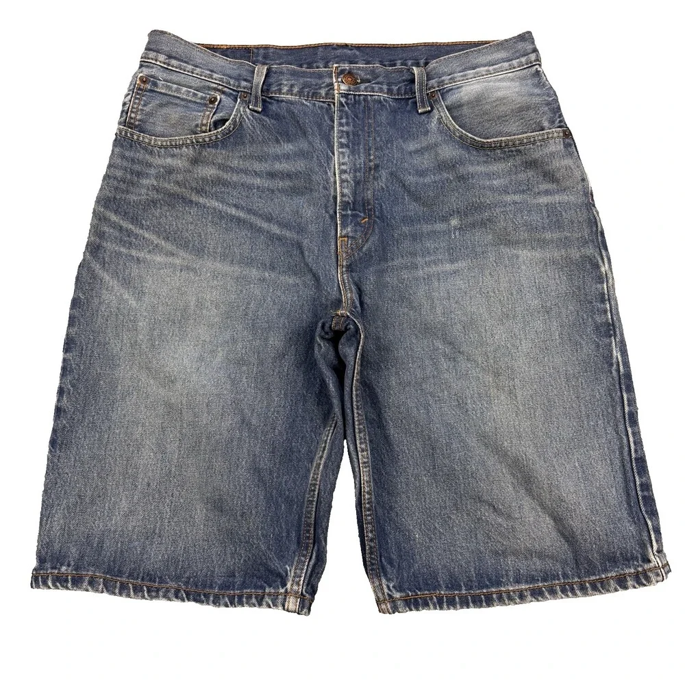 Levis 569 Jean Shorts Men W34‎ L12 Blue Loose Straight Whisker Denim